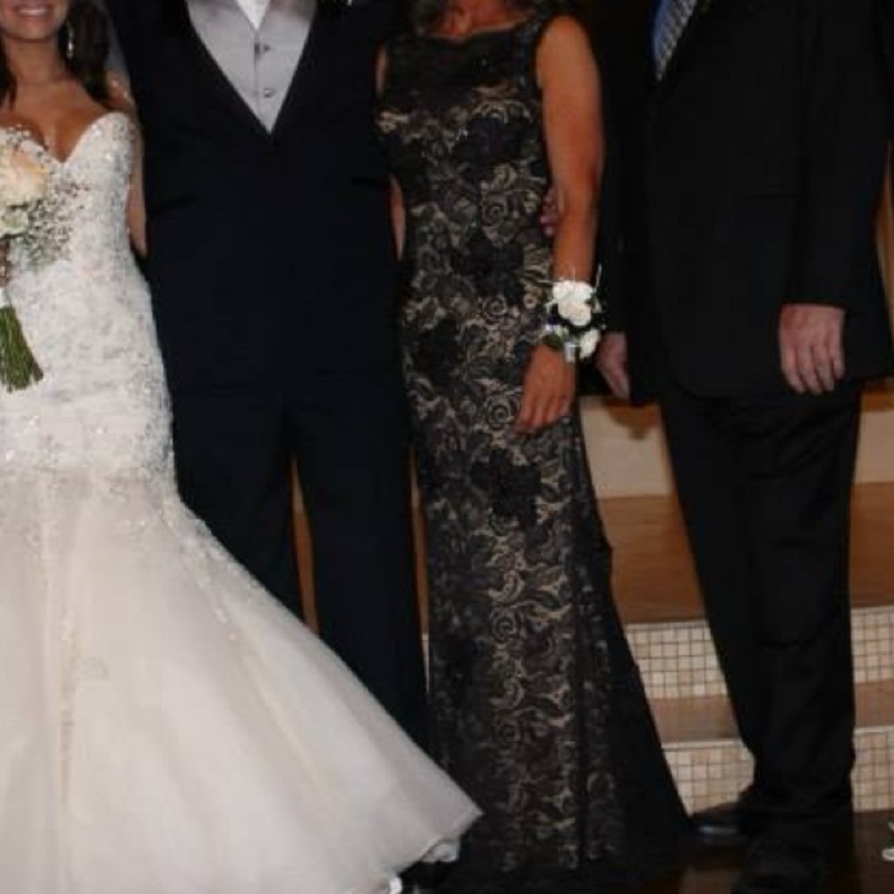 Jovan Backless Black Lace with Train Dress